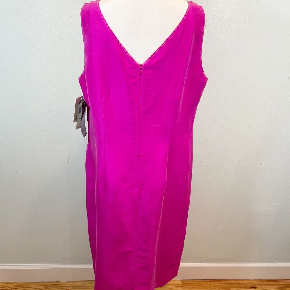 Evan Picone Hot Pink 100% Silk Sleeveless Dress Size 16 NWT Chic Career Event - Picture 4 of 12